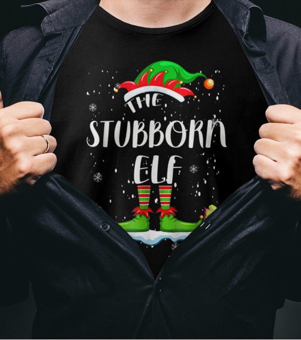 The Stubborn Elf Snowy Holiday Gifts Winter Hat And Shoes T-Shirt