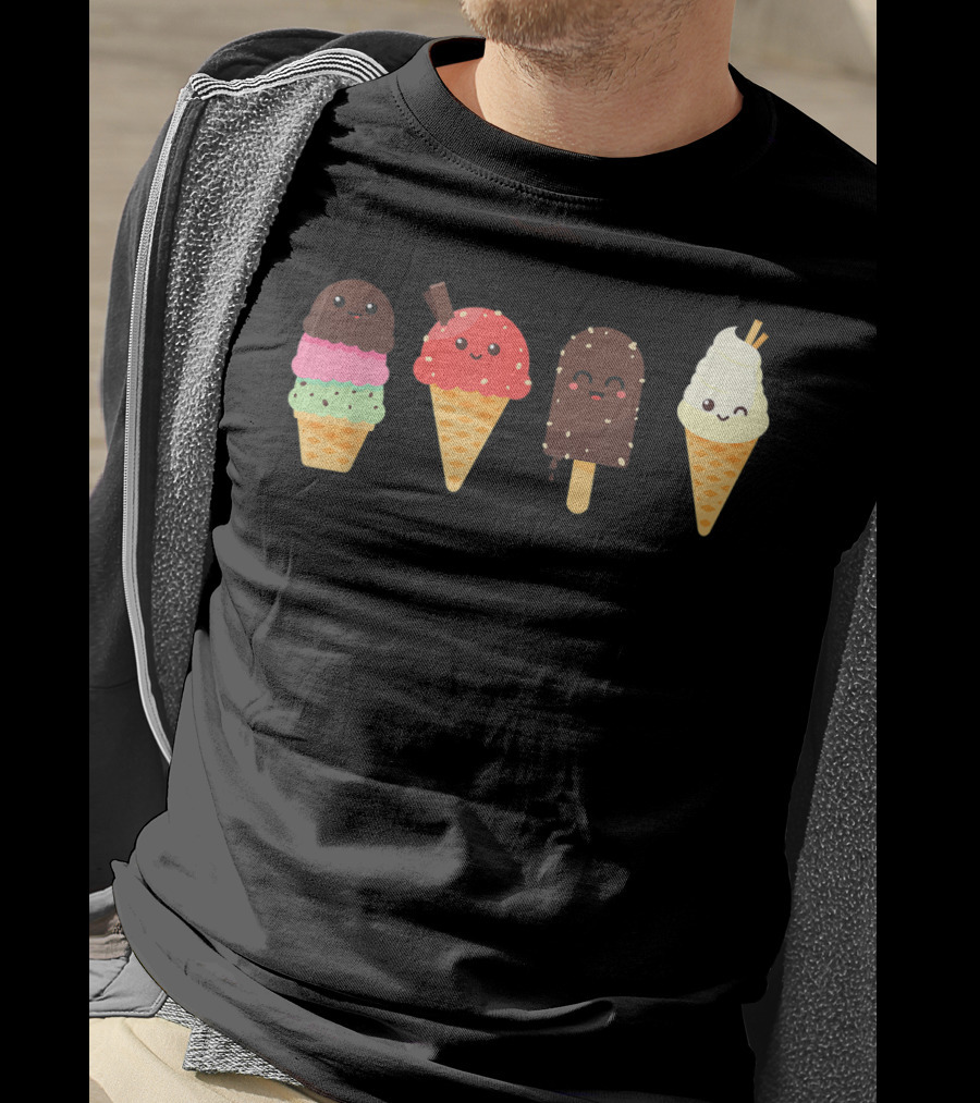 Ice Cream Lover For Summer Kawaii Cone Collection T-Shirt