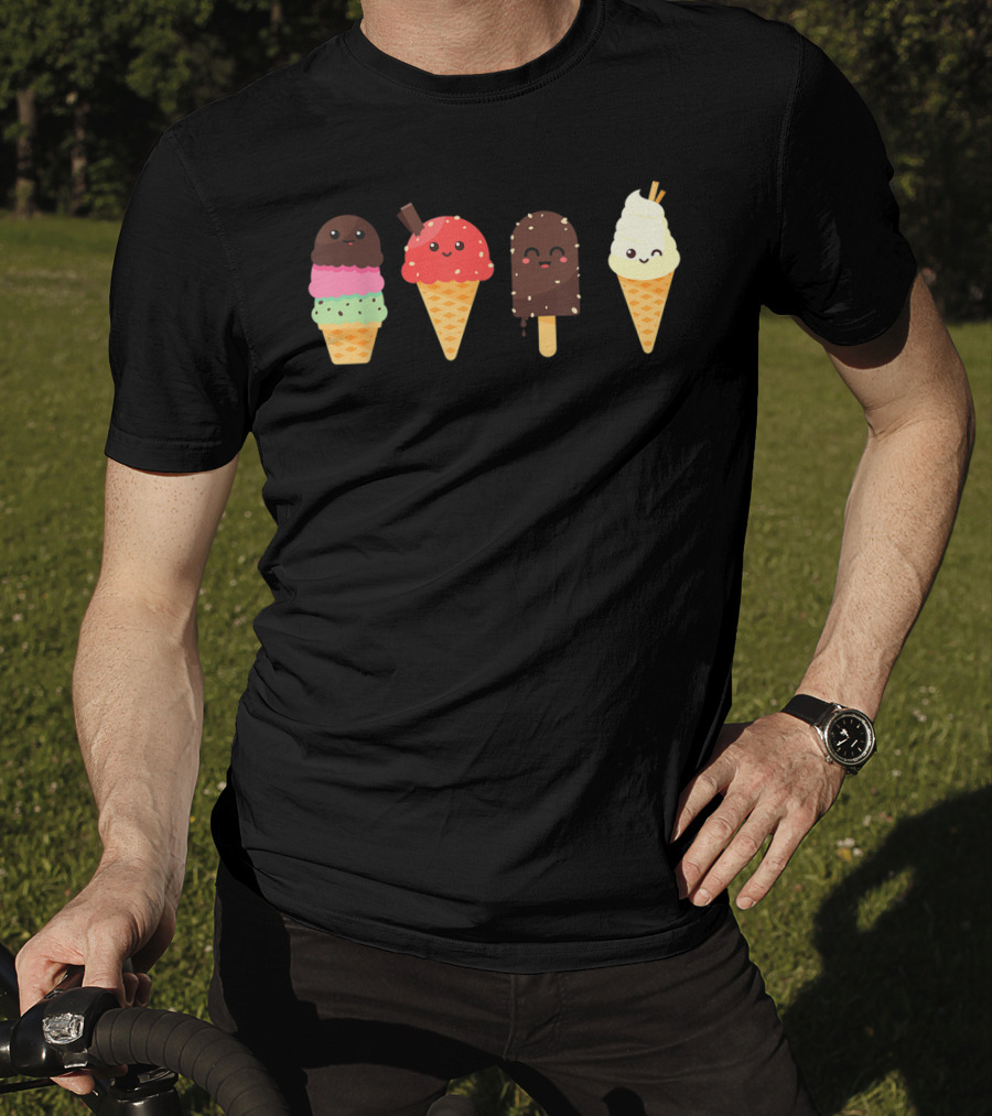 Ice Cream Lover For Summer Kawaii Cone Collection T-Shirt