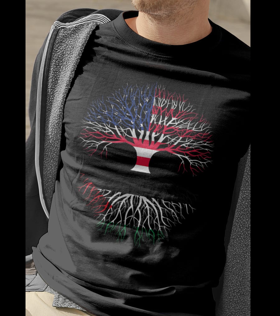 Jordanian Roots American Grown Flag Tree USA Jordan Colors T-Shirt