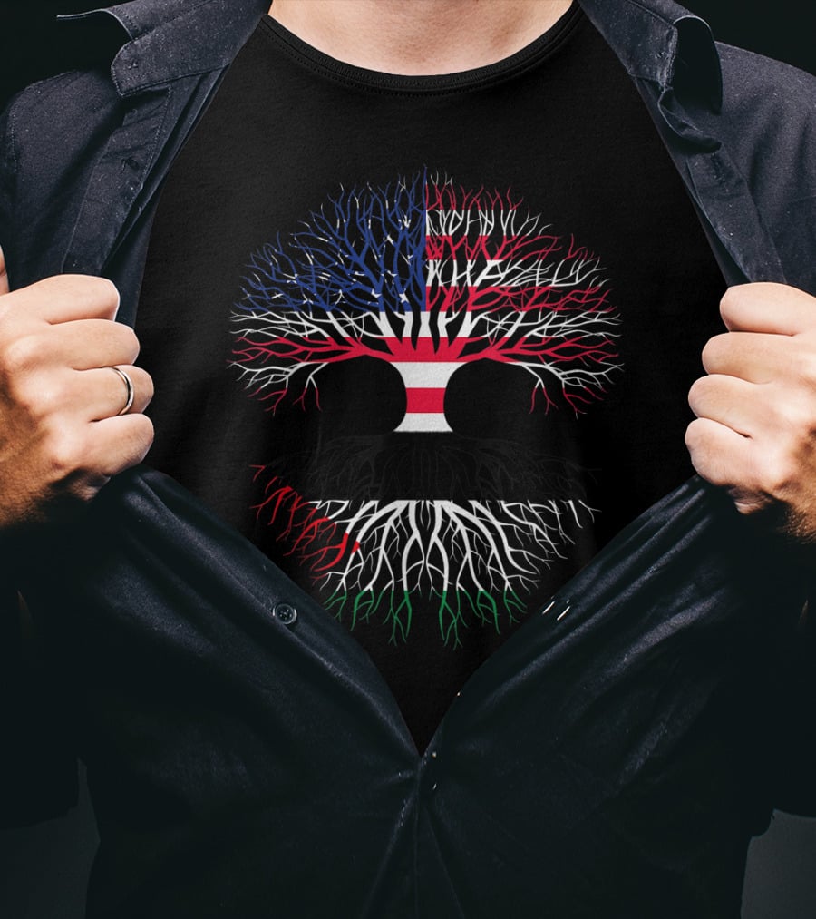 Jordanian Roots American Grown Flag Tree USA Jordan Colors T-Shirt