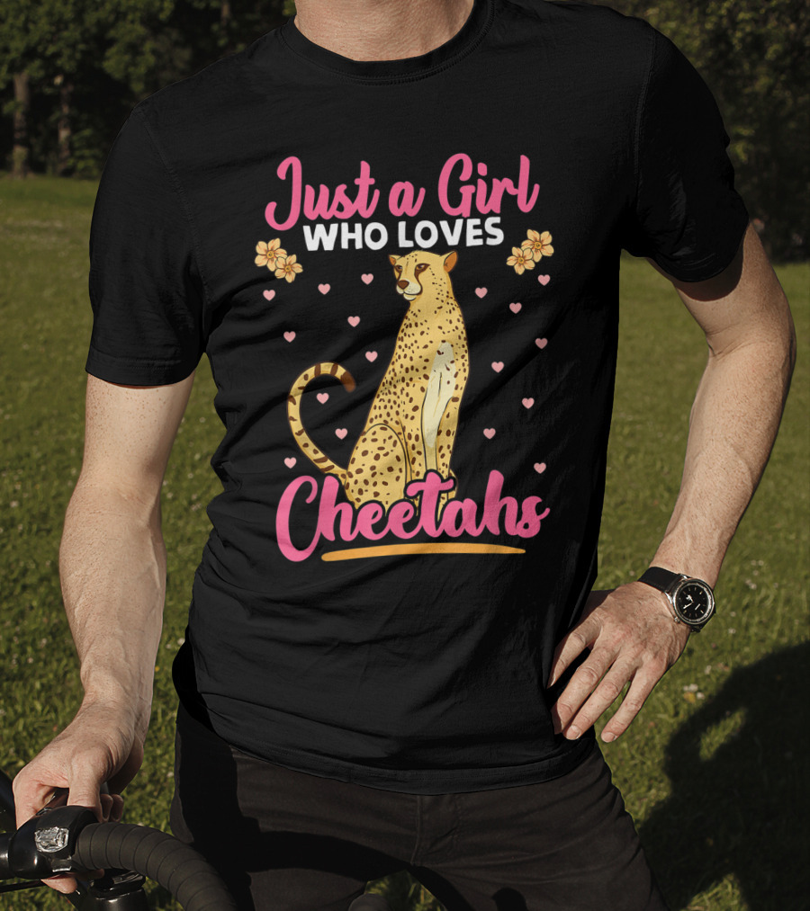 Just A Girl Who Loves Cheetahs With Hearts And Flowers T-Shirt