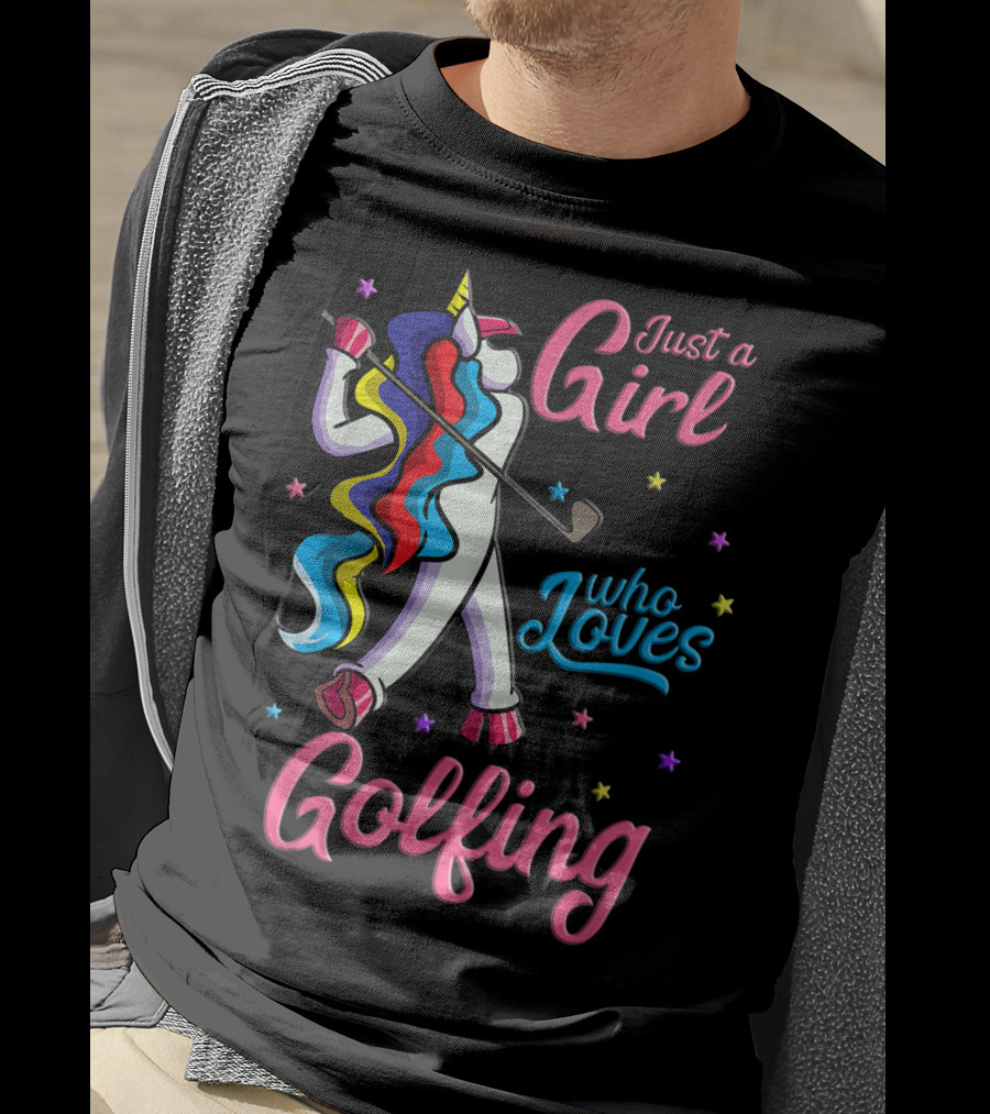 Just A Girl Who Loves Golfing Unicorn T-Shirt