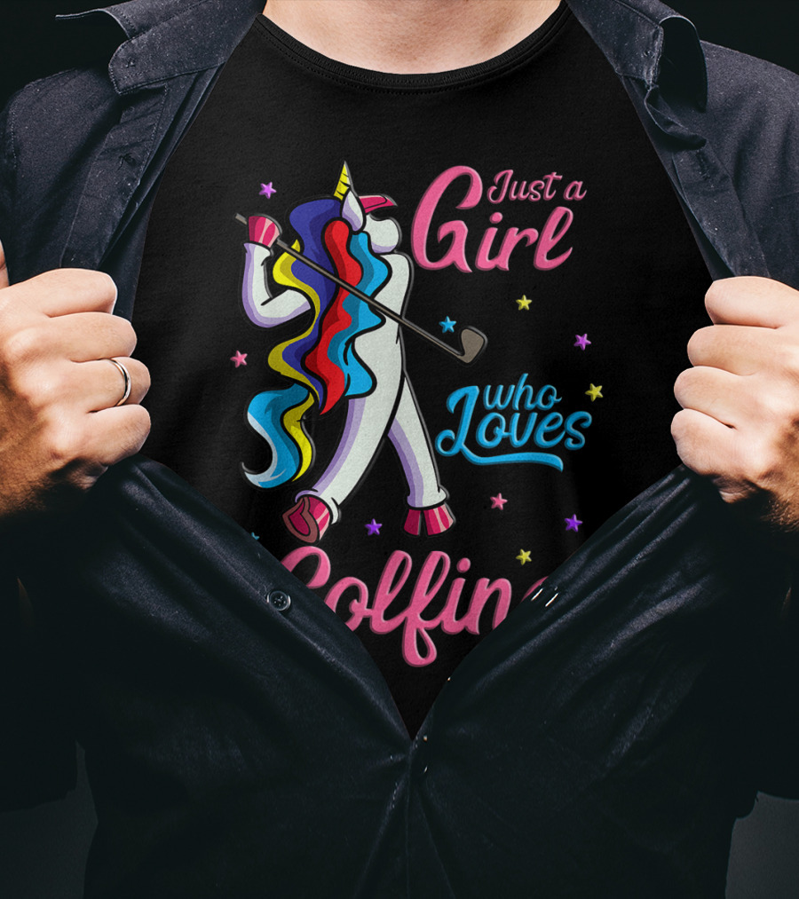 Just A Girl Who Loves Golfing Unicorn T-Shirt