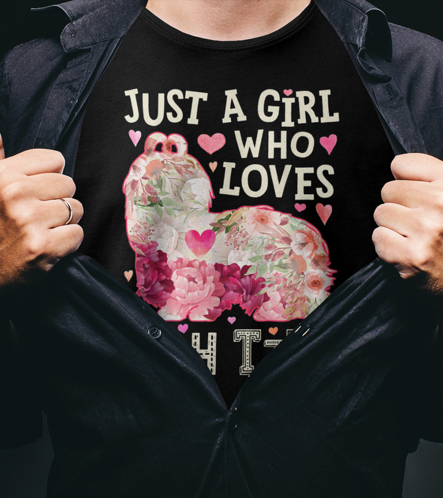 Just A Girl Who Loves Shih Tzus Floral Heart T-Shirt