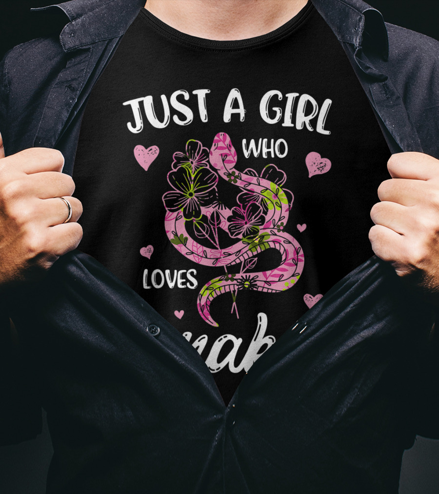 Just A Girl Who Loves Snakes With Pink Floral Snake T-Shirt