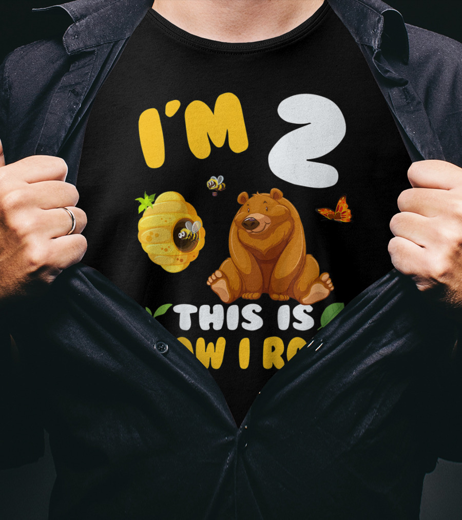 I'm 2 This Is How I Roll Bear Beehive Butterfly T-Shirt