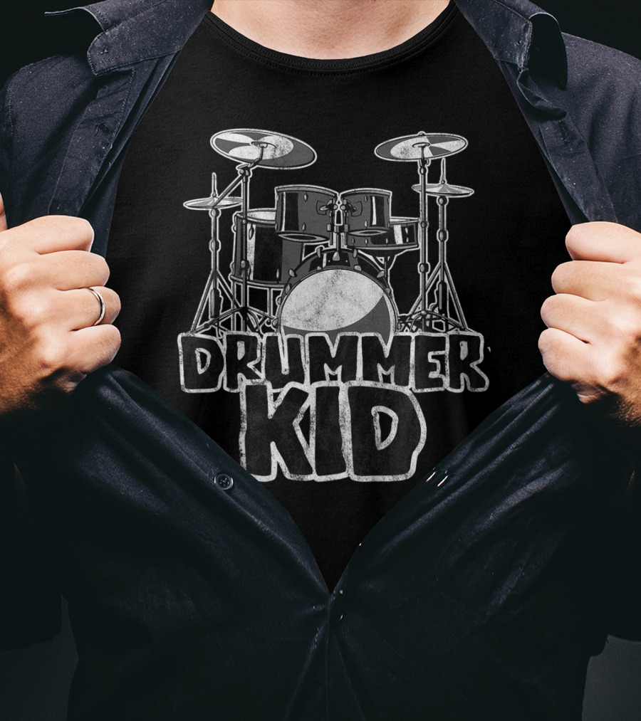 Drummer Kid Awesome Drum Kit For Young Musicians T-Shirt