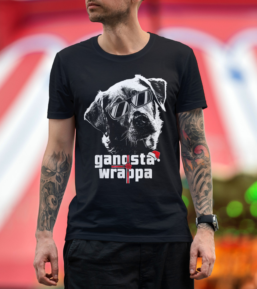 Gangsta Wrappa Labrador Retriever with Sunglasses and Santa Hat T-Shirt