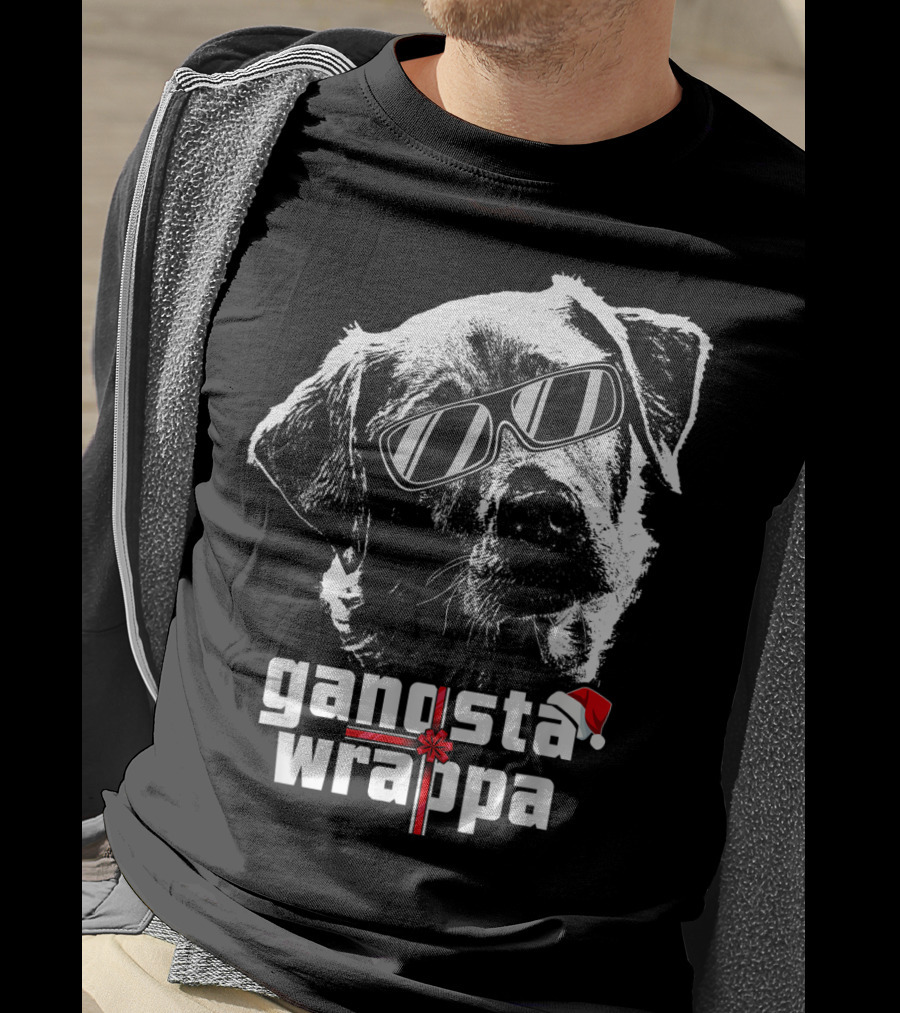 Gangsta Wrappa Labrador Retriever With Sunglasses And Santa Hat T-Shirt