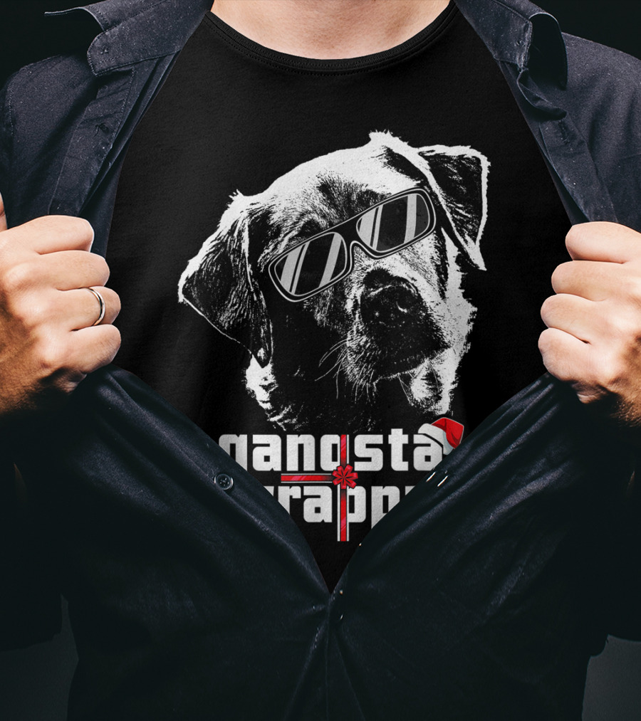 Gangsta Wrappa Labrador Retriever With Sunglasses And Santa Hat T-Shirt