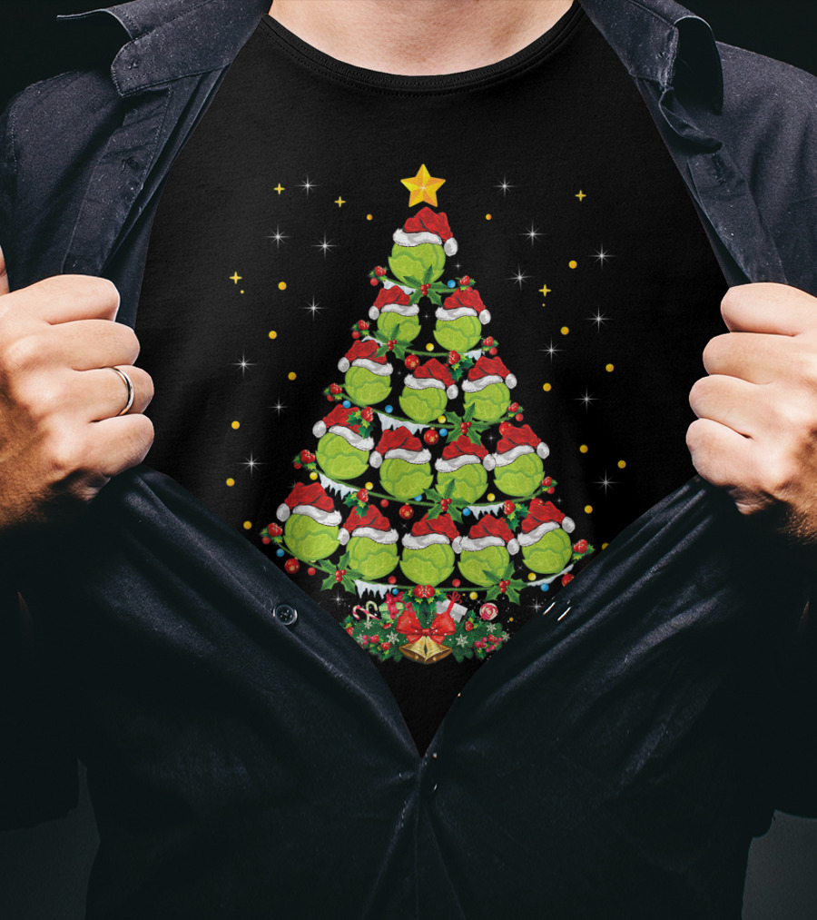 Lettuce Lover Xmas Tree With Santa Hat Christmas Star T-Shirt