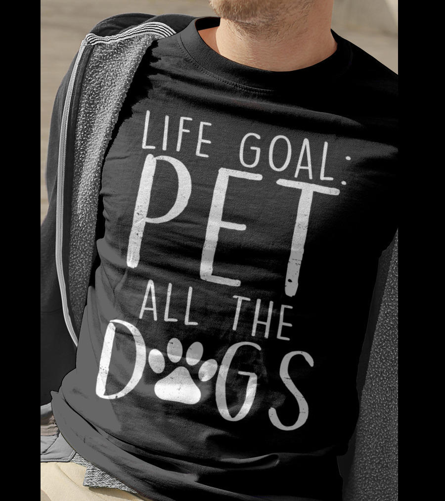 Life Goal Pet All The Dogs Paw Prints T-Shirt