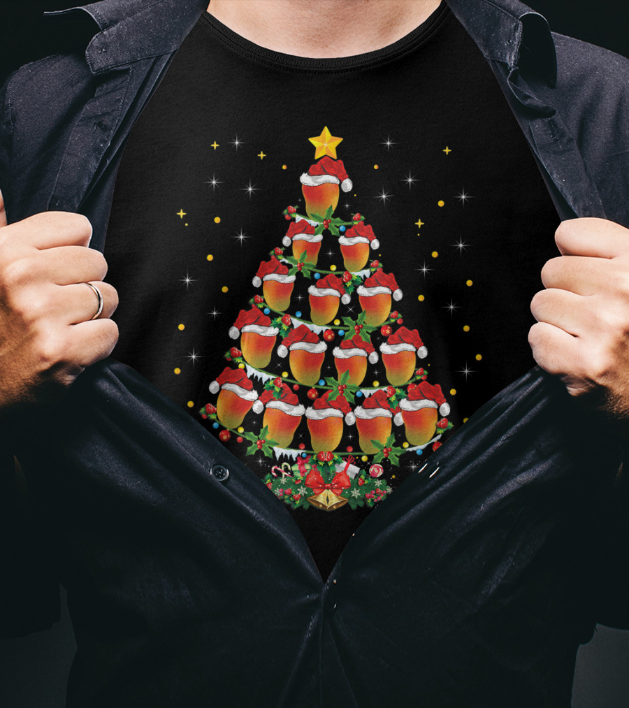 Mango Lover Xmas Mango Christmas Tree Santa Hat Holiday Star T-Shirt
