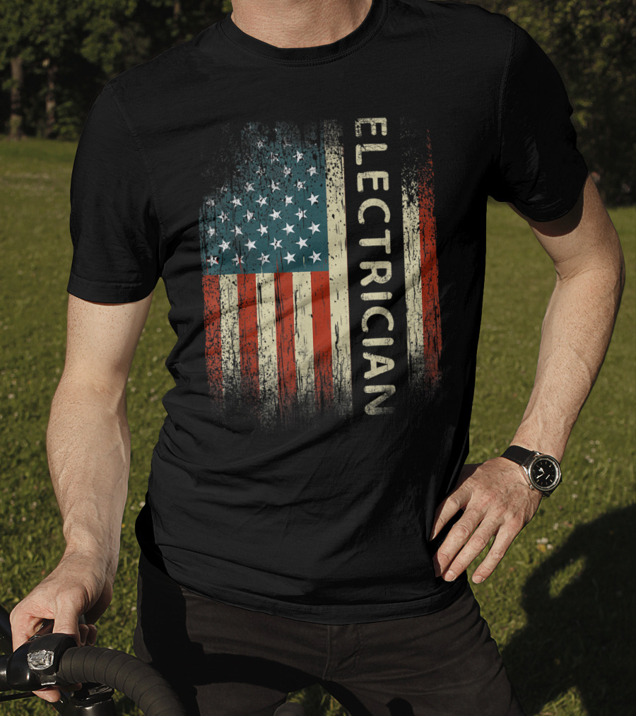 Electrician American USA Flag Patriotic Mens T-Shirt