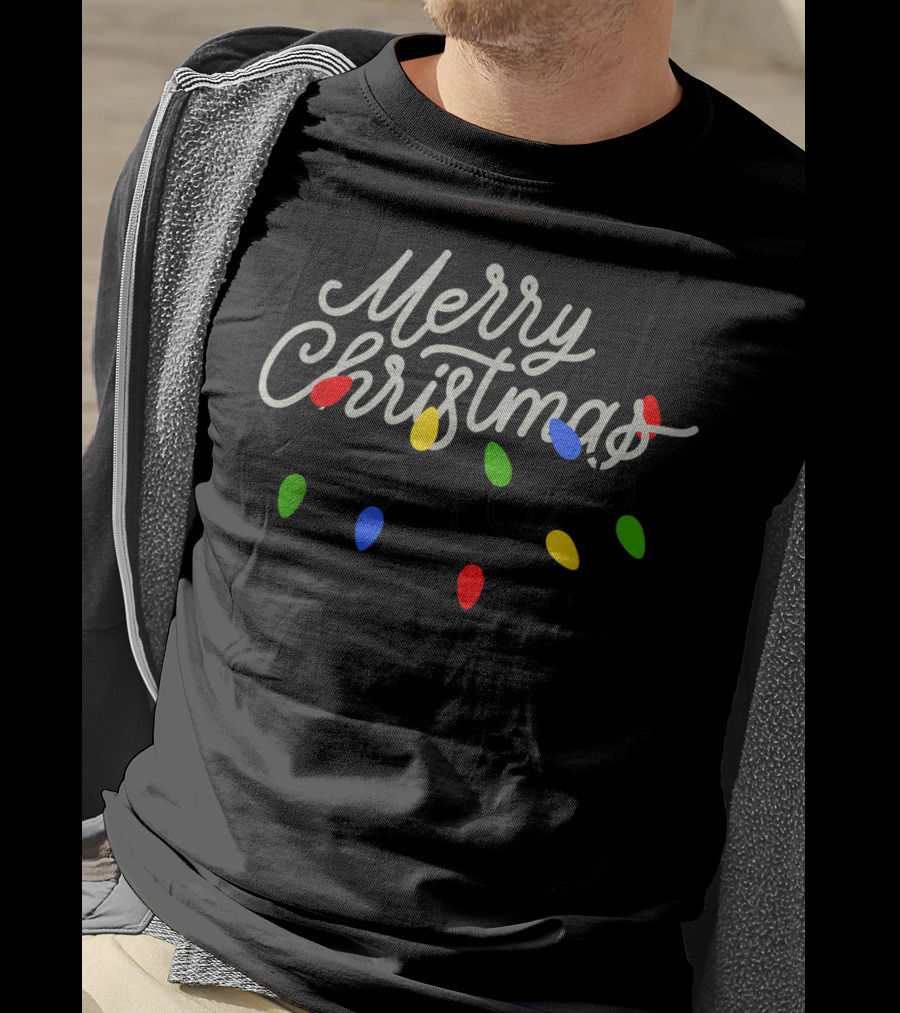 Merry Christmas Lights Colorful Bulbs T-Shirt