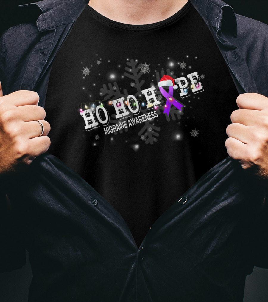 HO HO HOPE Migraine Awareness Christmas Snowflakes T-Shirt