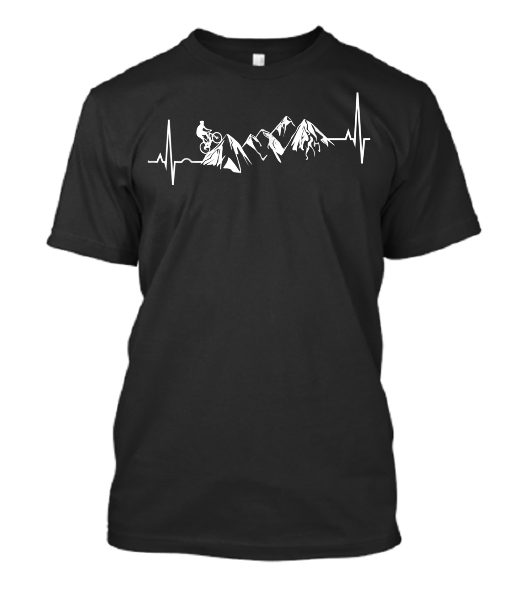 Mountain Bike Heartbeat Pulse With Mountains And Cyclist T-Shirt