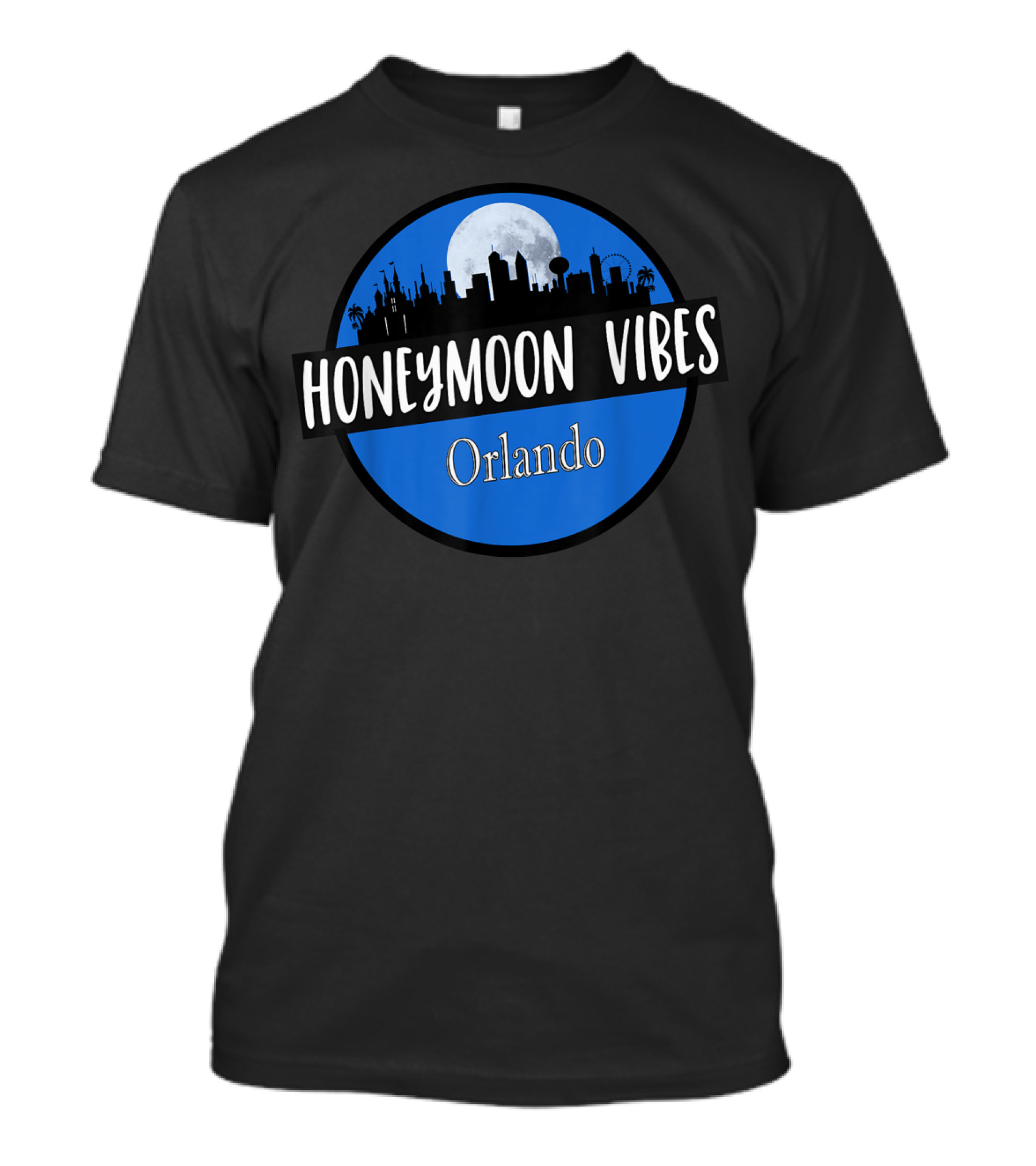 Orlando Honeymoon Vibes Newlywed Destination Moonlit Skyline T-Shirt