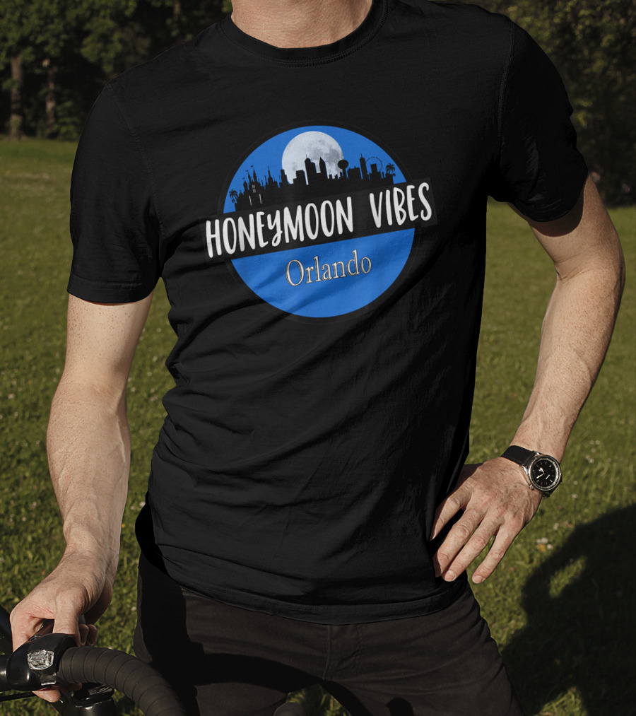 Orlando Honeymoon Vibes Newlywed Destination Moonlit Skyline T-Shirt