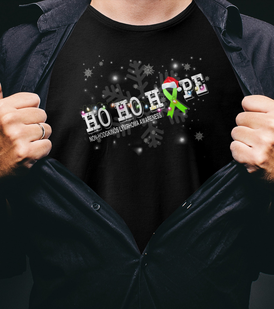 HO HO HOPE Non-Hodgkin's Lymphoma Awareness Christmas T-Shirt