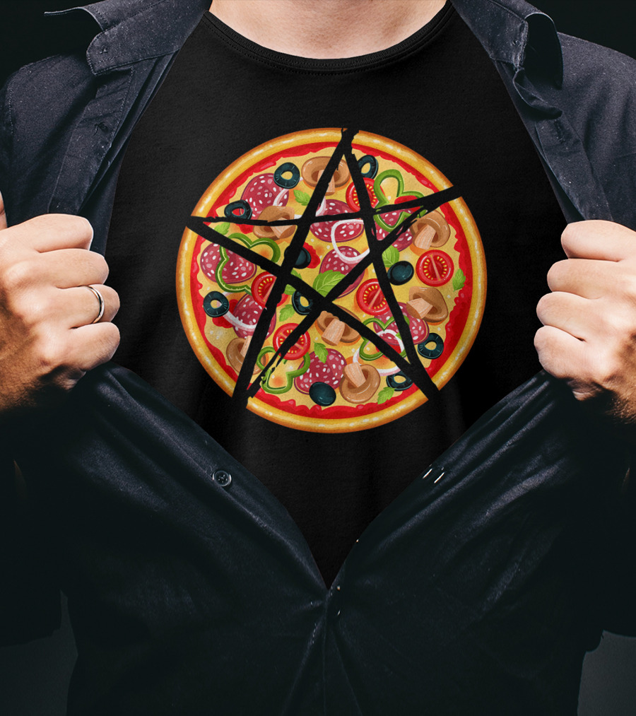 Occult Devil Pentagram Pizza Satanic T-Shirt