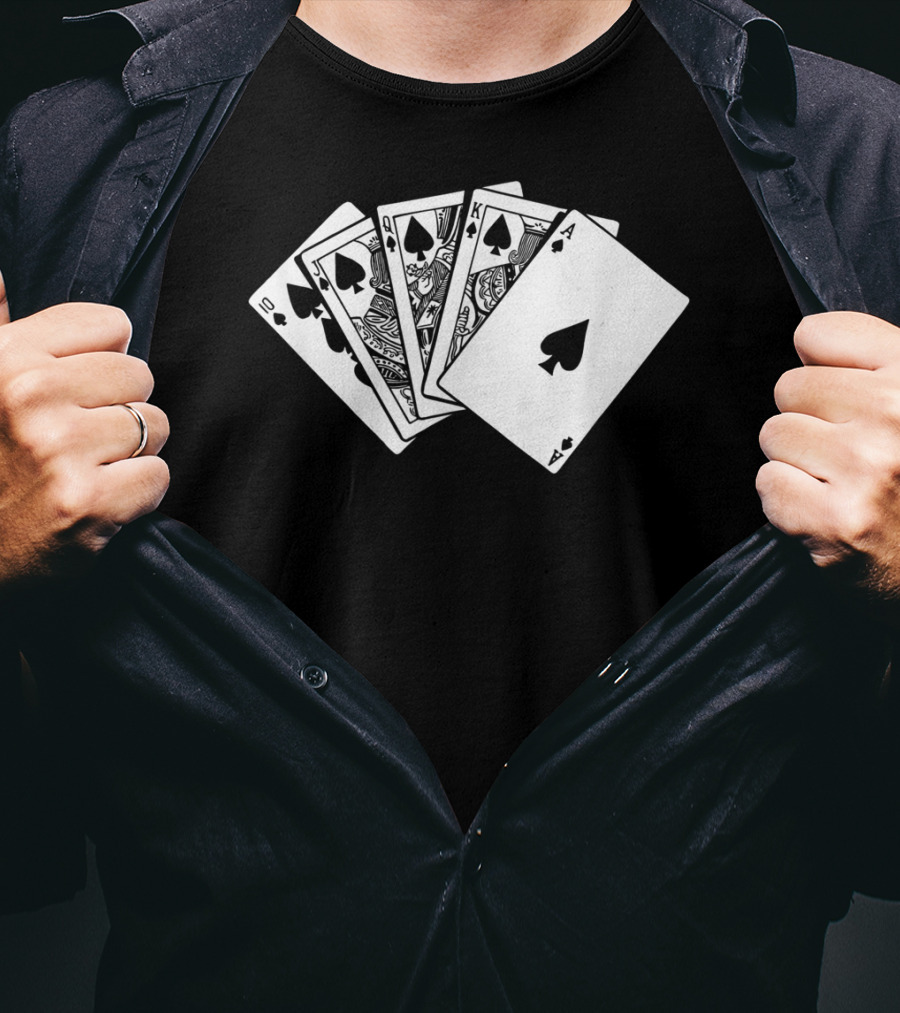 Royal Flush Spades Poker Hand Card Game T-Shirt
