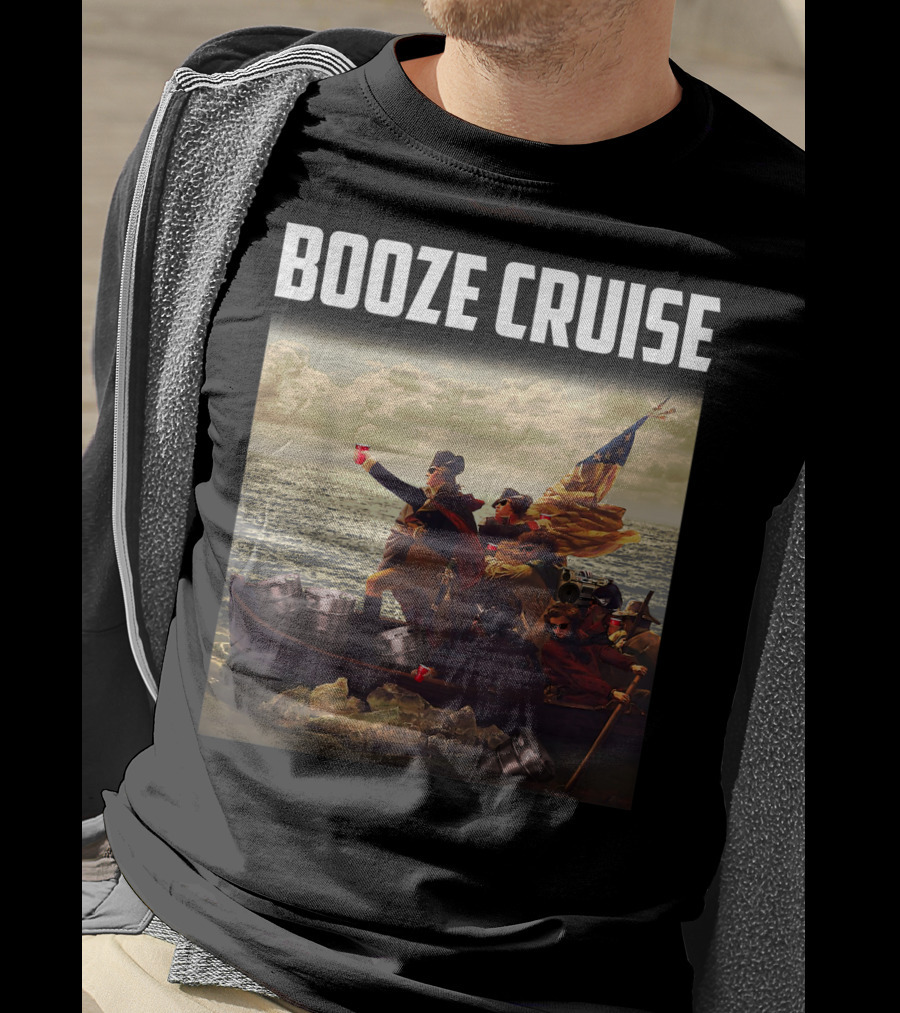 Booze Cruise Red Cups And Revolutionary Boat Party With Shades T-Shirt