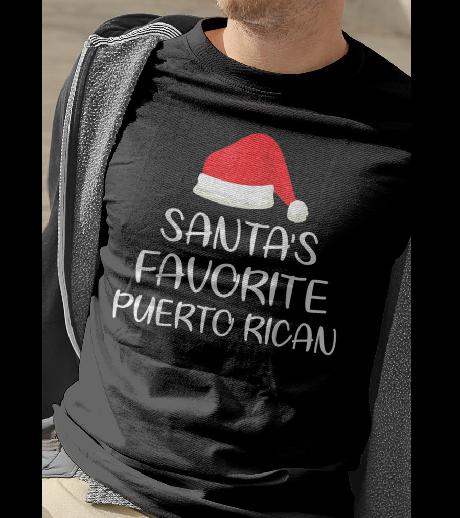 Santa's Favorite Puerto Rican Santa Hat T-Shirt