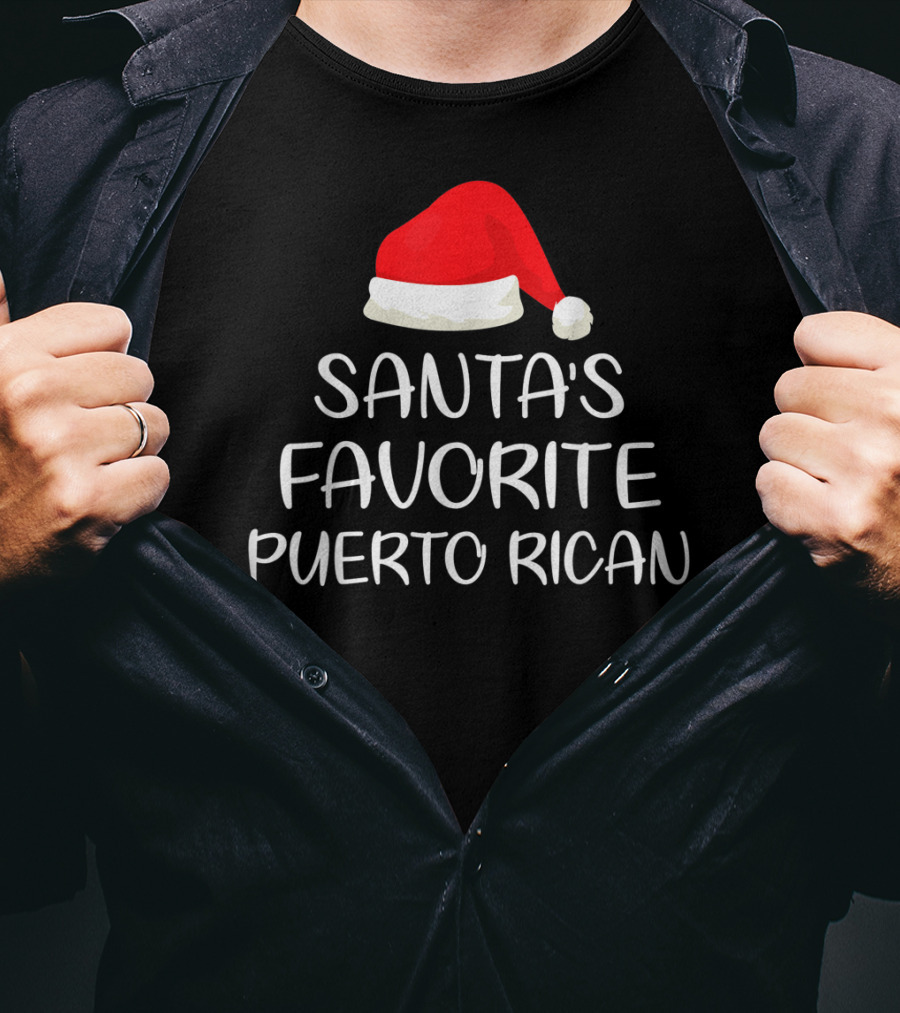Santa's Favorite Puerto Rican Santa Hat T-Shirt