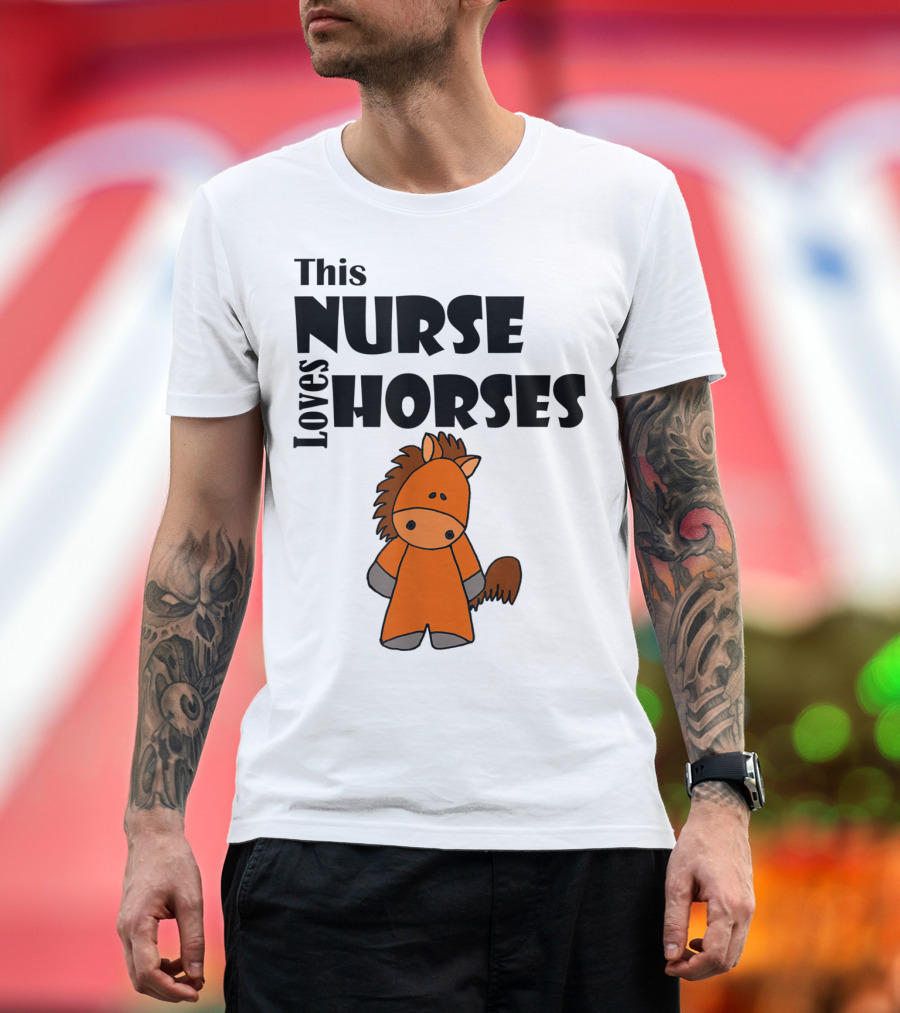 This Nurse Loves Horses Cartoon T-Shirt