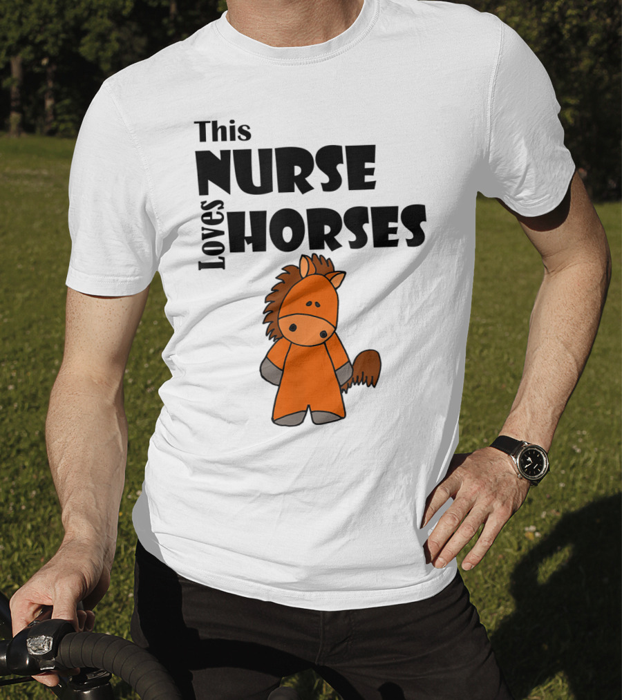 This Nurse Loves Horses Cartoon T-Shirt