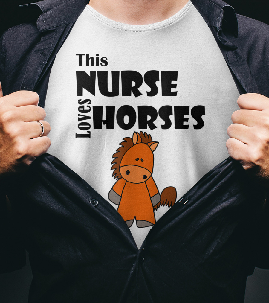 This Nurse Loves Horses Cartoon T-Shirt