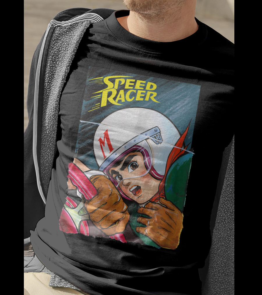 Speed Racer Close Up Helmet And Steering Wheel Action T-Shirt