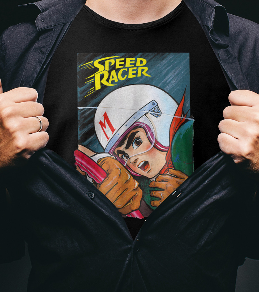 Speed Racer Close Up Helmet And Steering Wheel Action T-Shirt