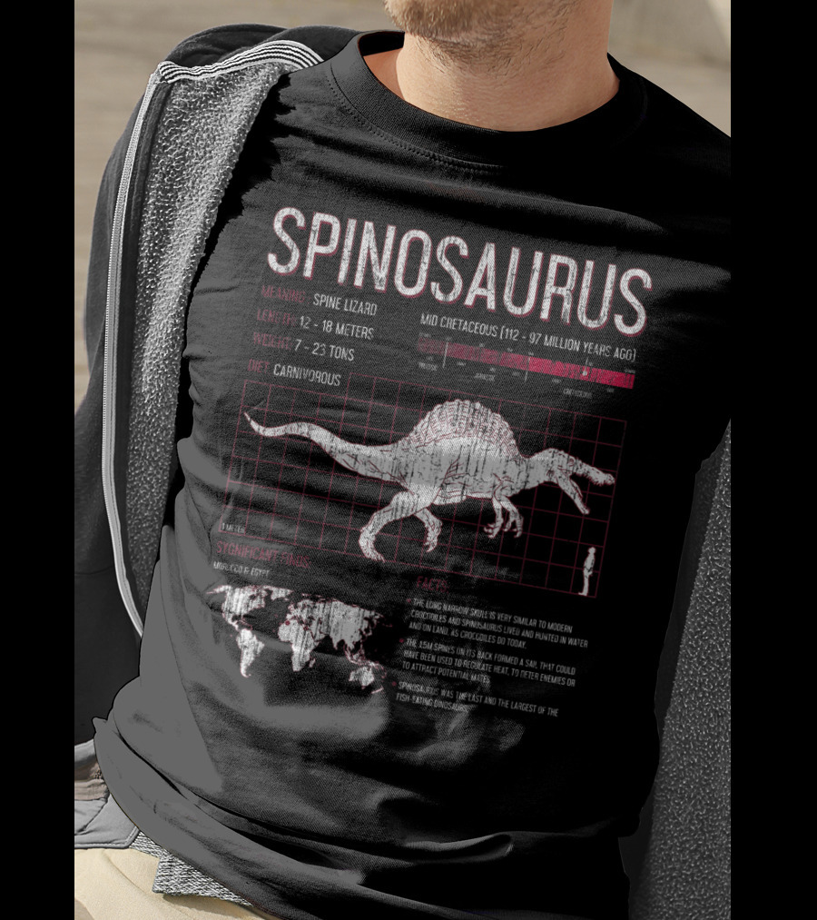 Spinosaurus Dinosaur Meaning Length Weight Diet Facts Mid Cretaceous Period T-Shirt