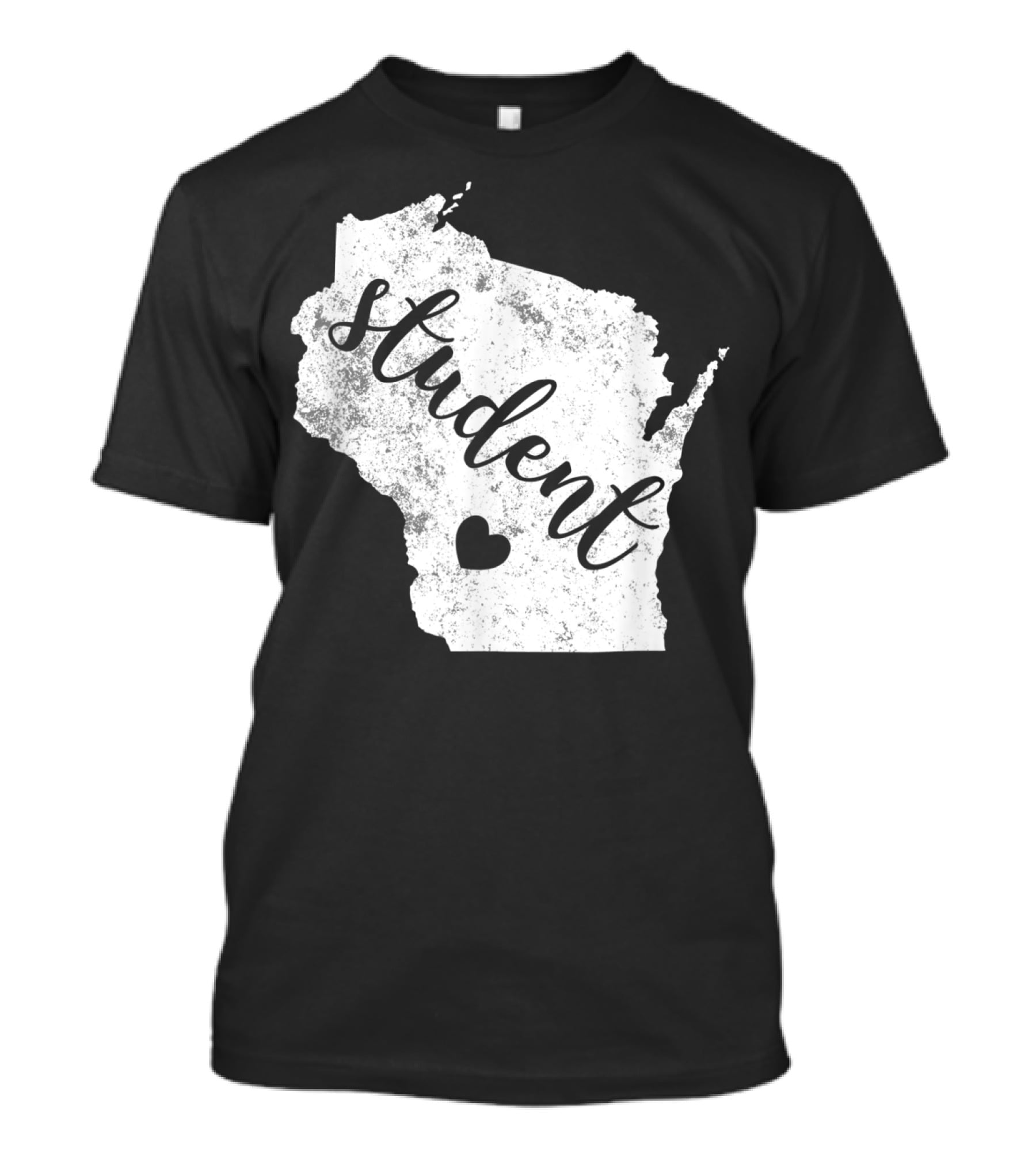 Student Red For Ed Wisconsin Public Education Map Heart T-Shirt