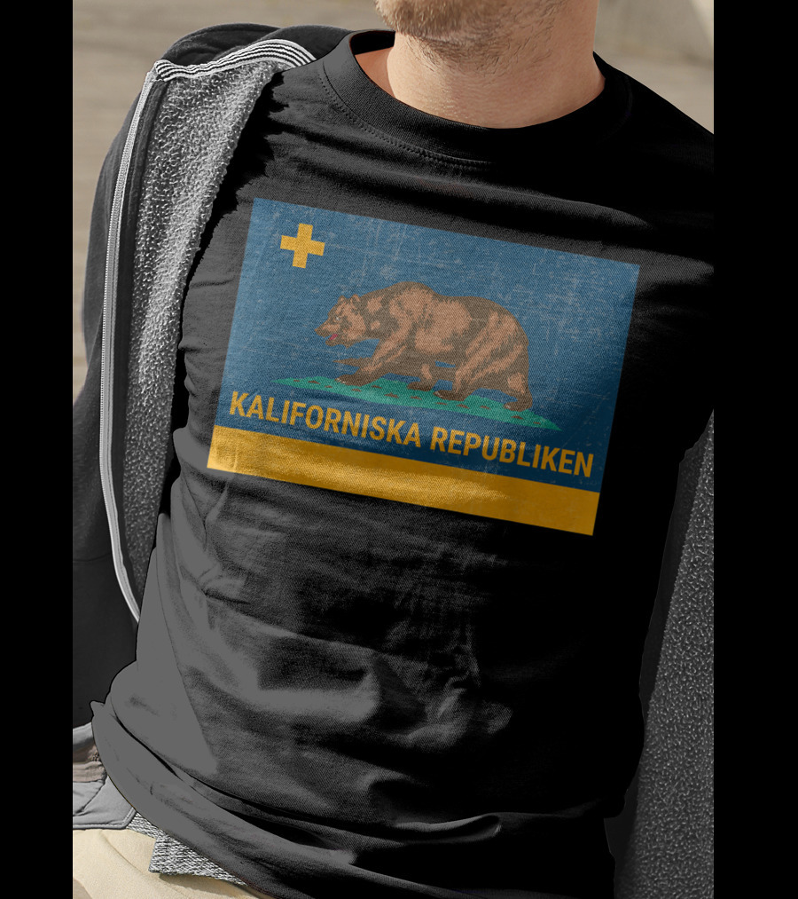 Kaliforniska Republiken Swedish California State Flag Vintage Sweden T-Shirt