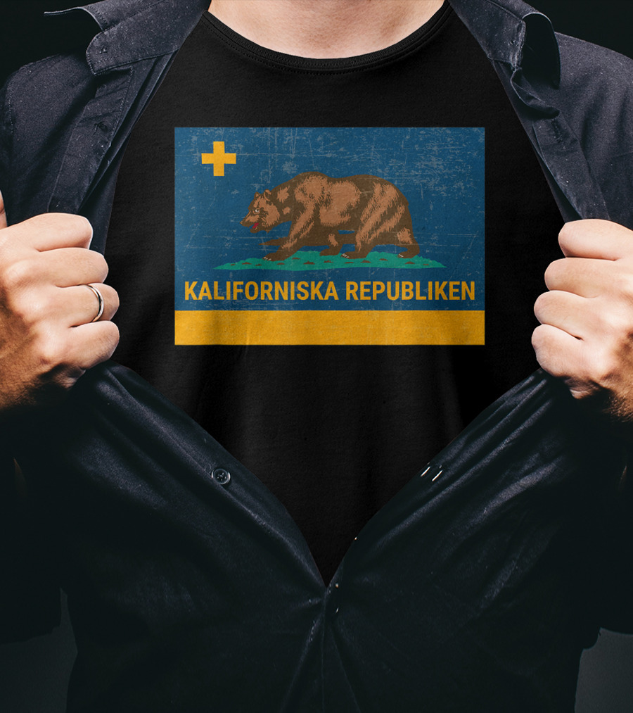 Kaliforniska Republiken Swedish California State Flag Vintage Sweden T-Shirt