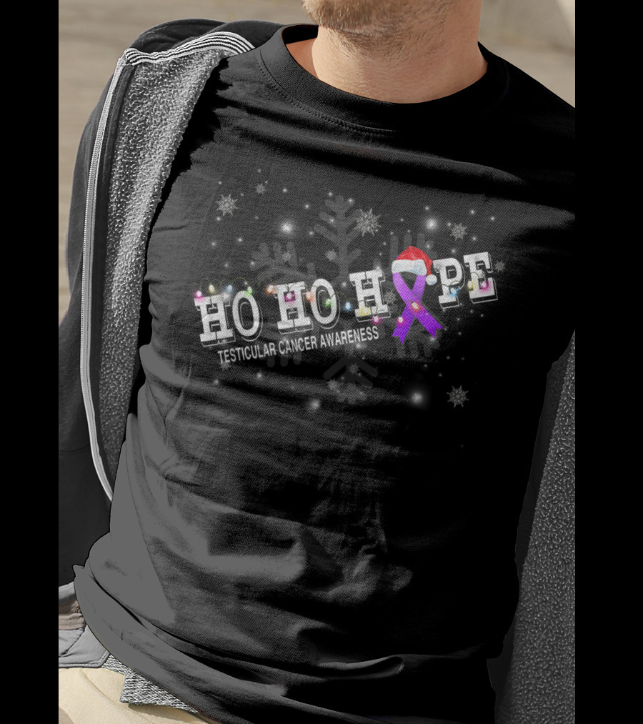 HO HO HOPE Testicular Cancer Christmas Awareness T-Shirt