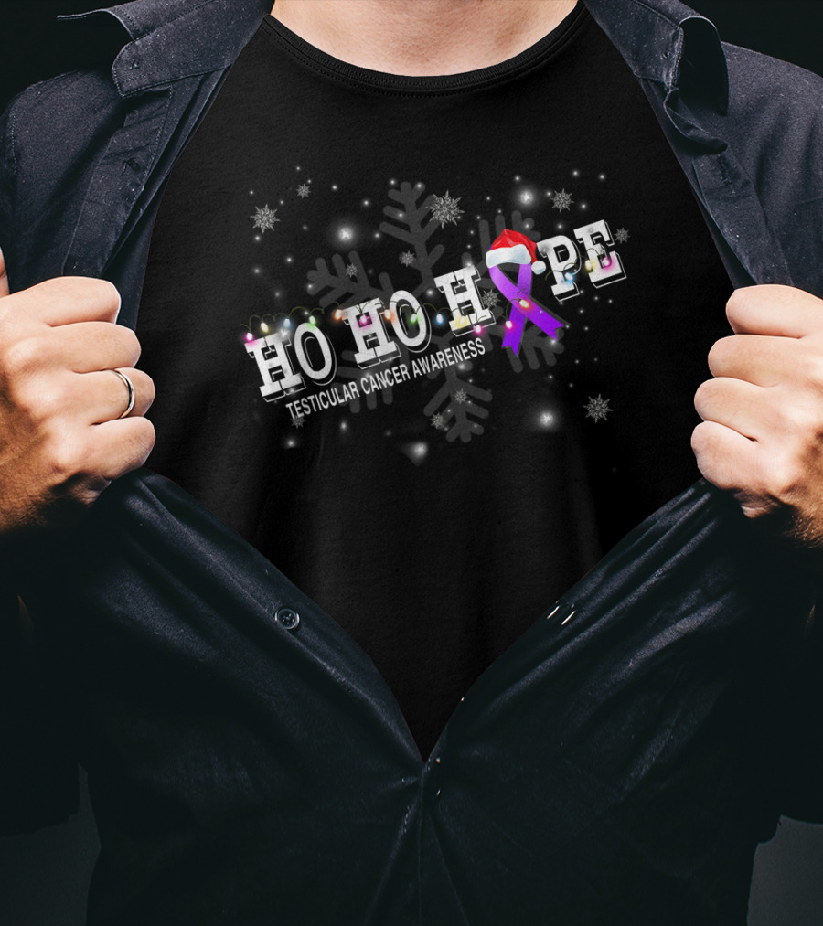HO HO HOPE Testicular Cancer Christmas Awareness T-Shirt
