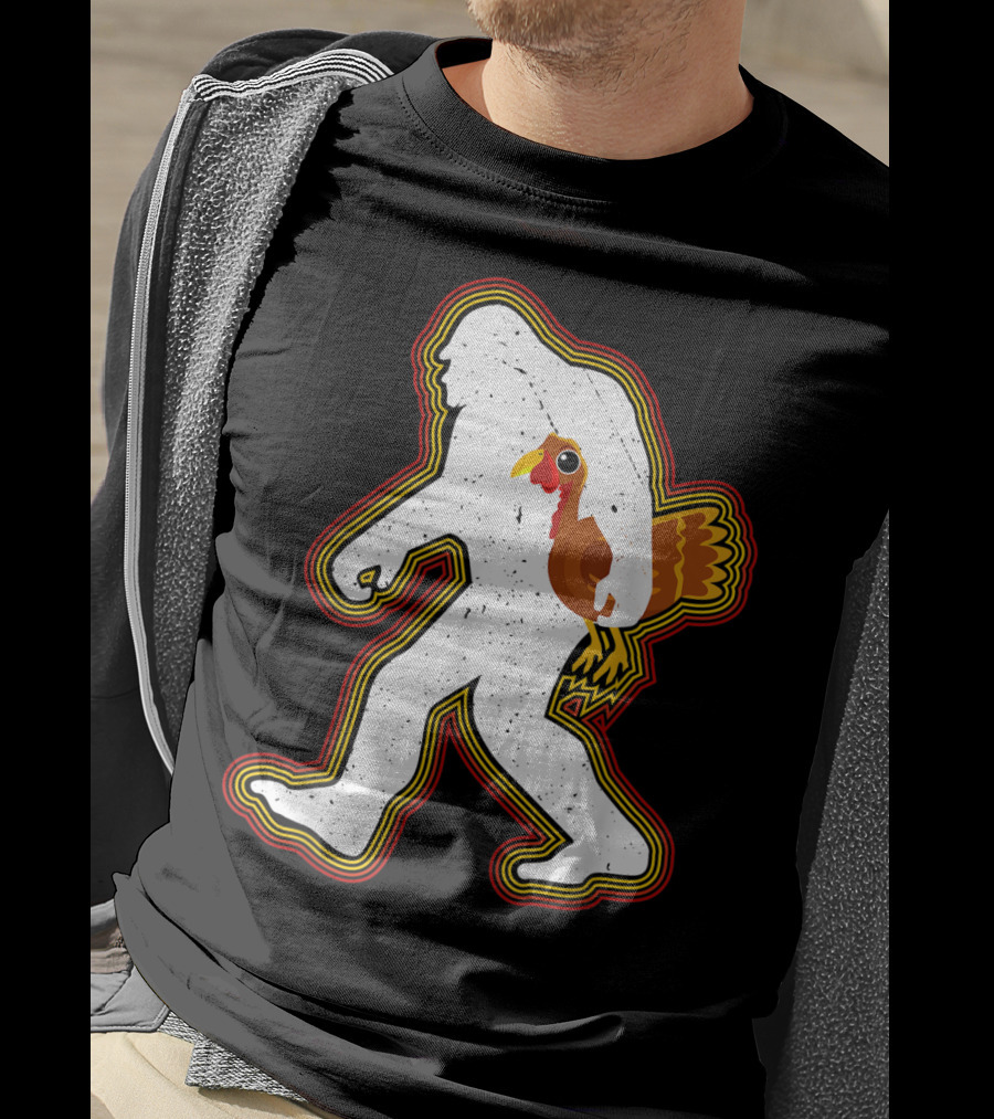 Thanksgiving Bigfoot Silhouette With Turkey T-Shirt