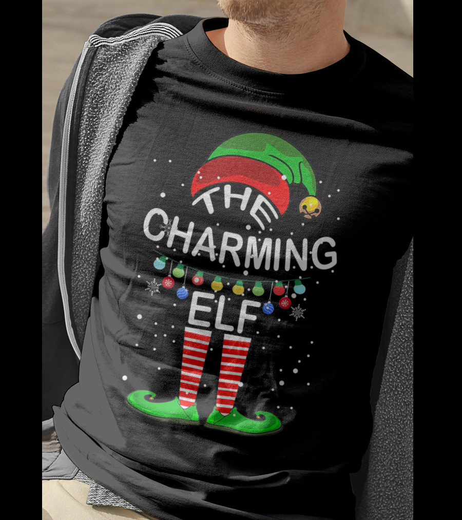 The Charming Elf With Festive Hat And Striped Shoes T-Shirt