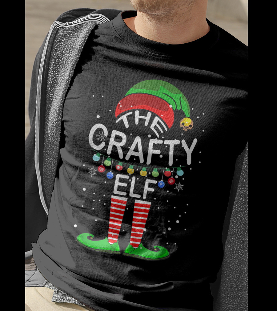 The Crafty Elf Festive Holiday Family Matching Group Snowflakes Lights Decor T-Shirt