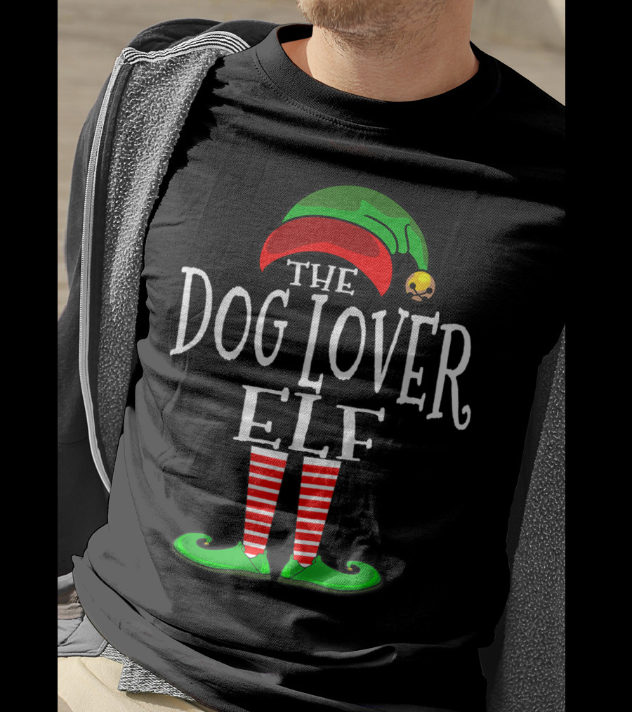The Dog Lover Elf Holiday Family Collection Matching T-Shirt