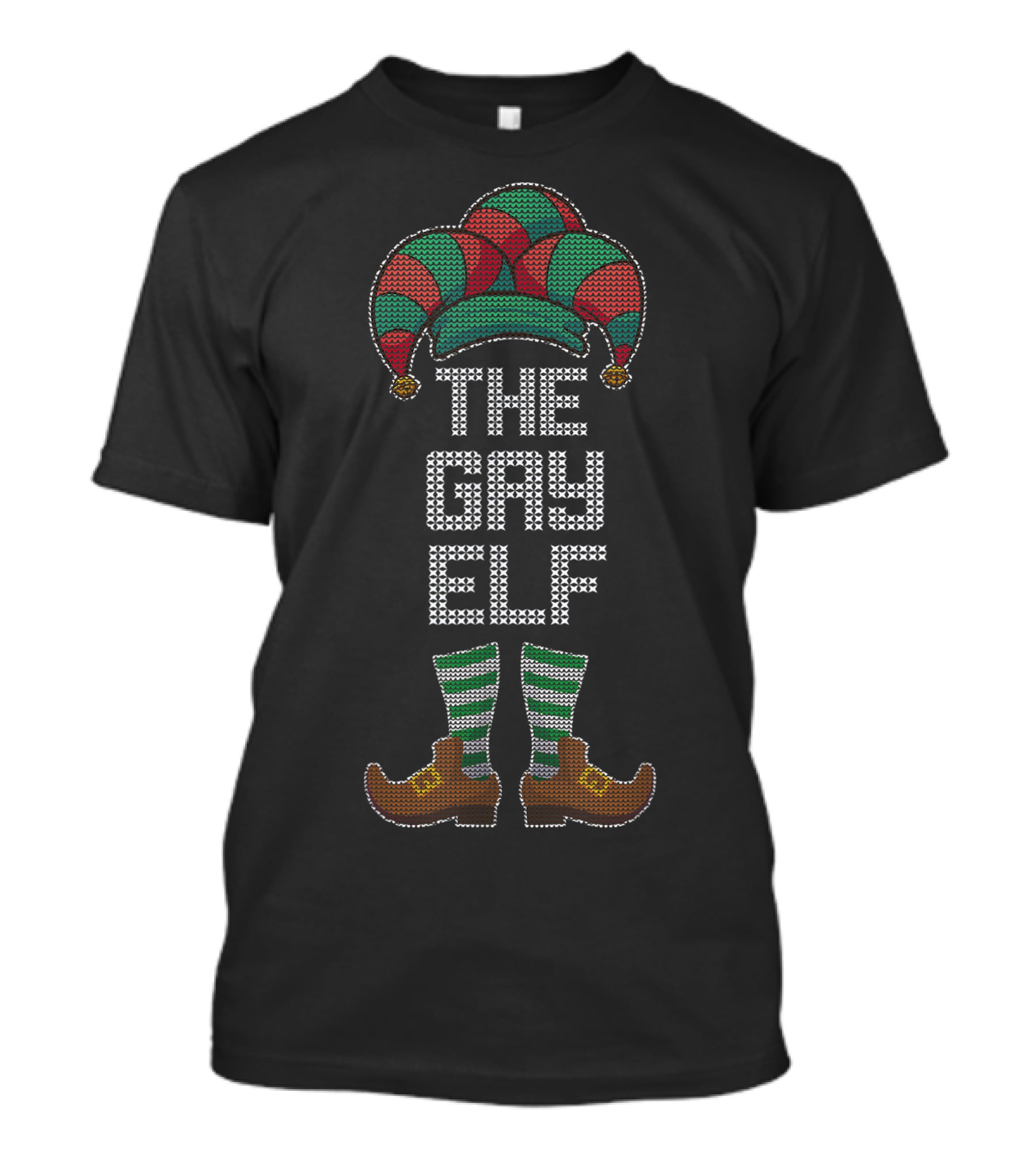 The Gay Elf Striped Socks And Festive Hat T-Shirt
