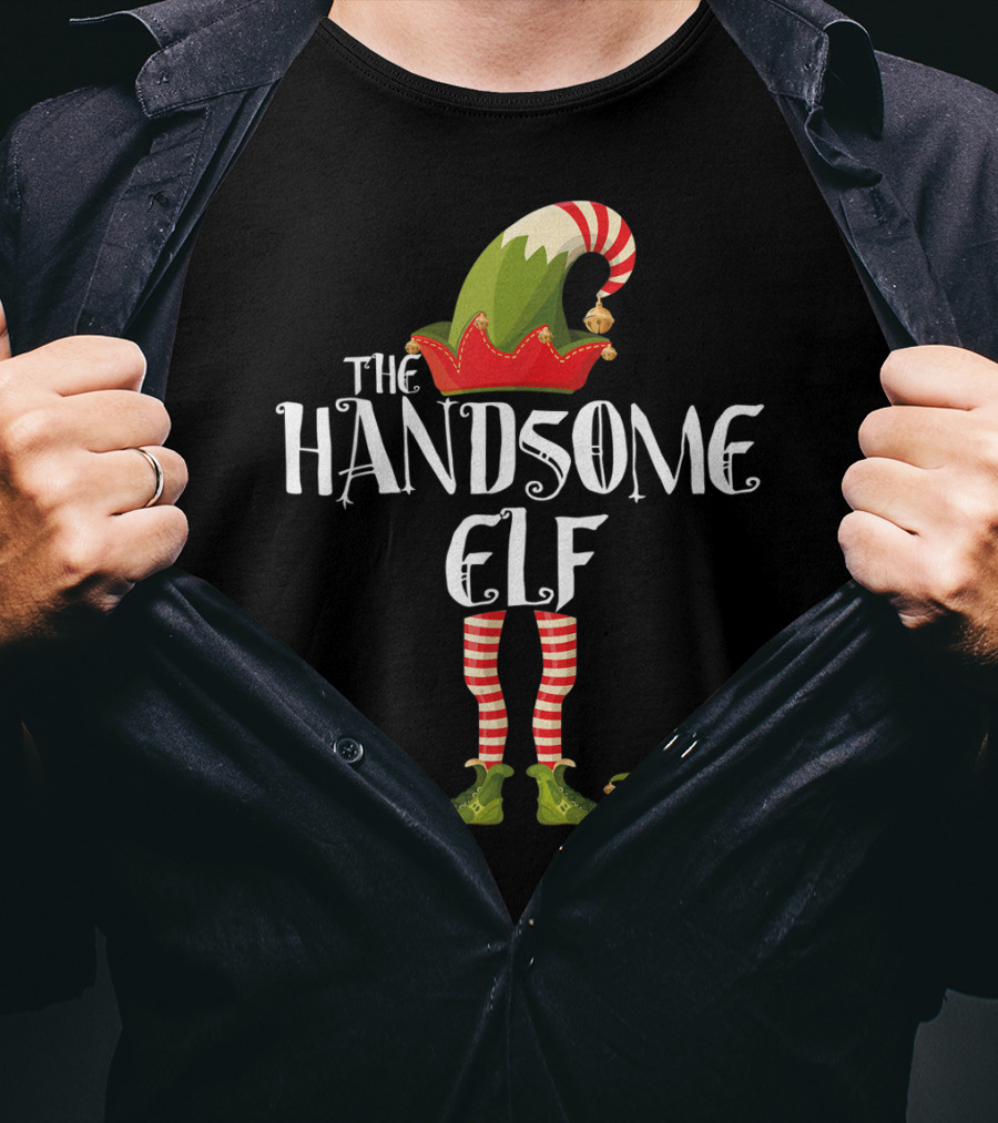 The Handsome Elf Striped Hat And Shoes T-Shirt
