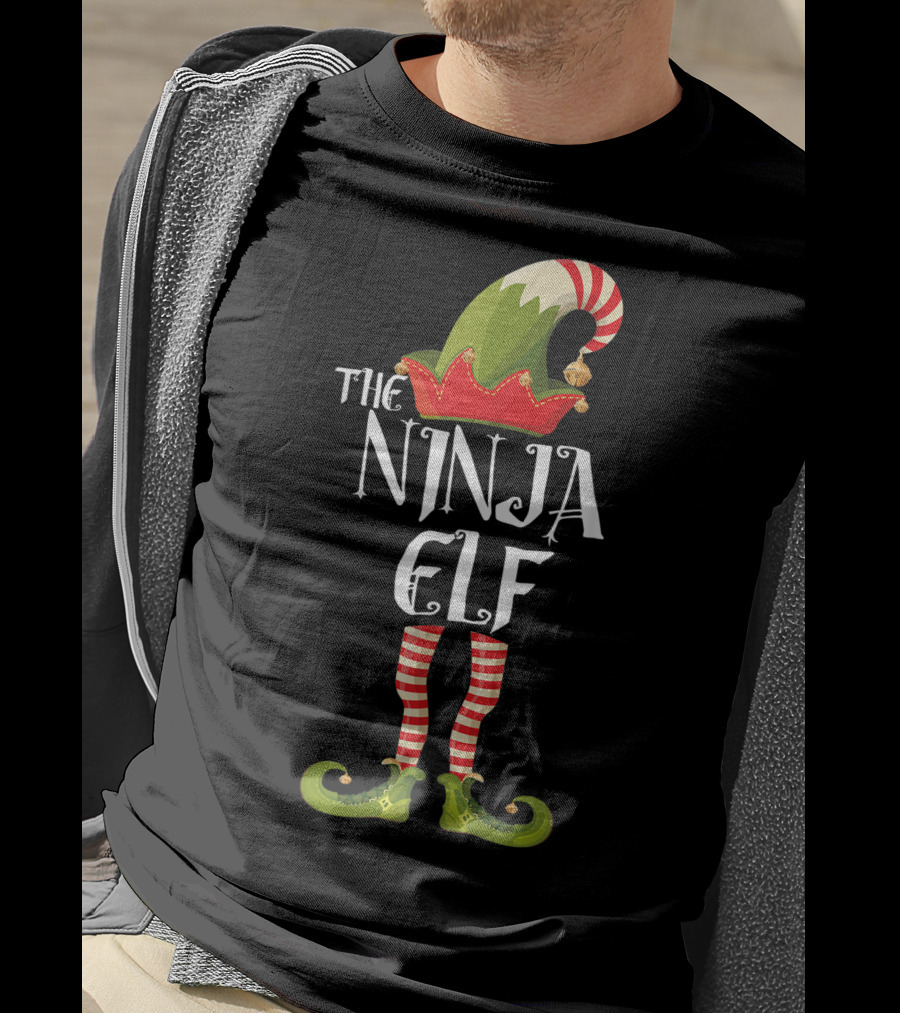 The Ninja Elf Striped Hat And Shoes T-Shirt