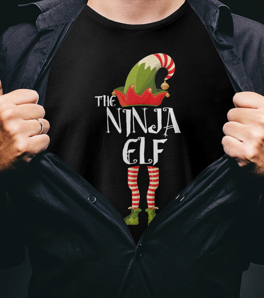 The Ninja Elf Striped Hat And Shoes T-Shirt
