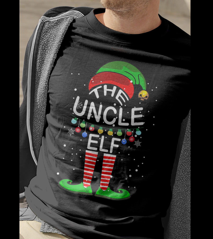 The Uncle Elf Christmas Family Matching Group Holiday Lights T-Shirt